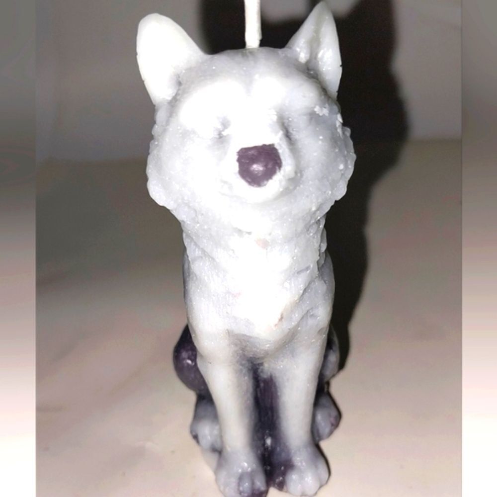 Hand crafted limited edition wolf cub candle